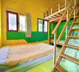 a bedroom with two bunk beds and a ladder at House Pool Out In The Wilds in Salernes +27 photos