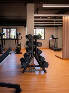 a gym with a bunch of weights at Zephyr Martil in Martil