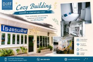 a collage of photos of a house at Diff Hostel in Bangkok