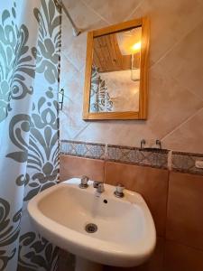 a bathroom with a sink and a mirror at Servicios Alvarez in Rincon de los Sauces