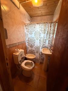 a bathroom with a toilet and a sink at Servicios Alvarez in Rincon de los Sauces