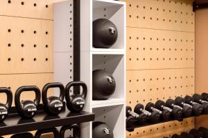 a rack of dumbbells in a gym at Beckett Locke in Dublin