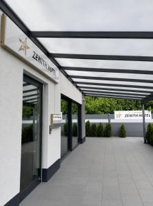a building with awning outside of a building at Zenith Hotel Frankfurt Airport in Kelsterbach
