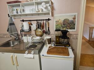 a kitchen with a sink and a stove top oven at Villa Gargano in Pieksämäki
