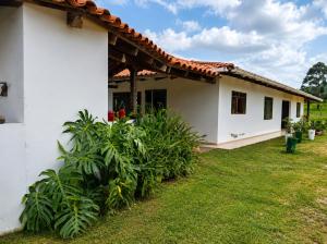 ein weißes Haus mit einem Garten in der Unterkunft Looking Samaipata in Samaipata + 49 Fotos