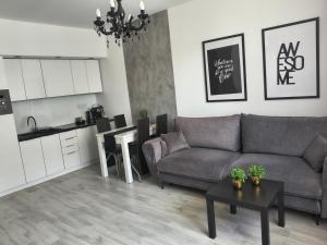 a living room with a couch and a table at Apartament LUX w centrum Konina in Konin