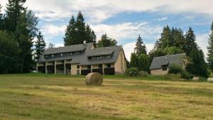 een groot huis in het midden van een veld bij Waldhotel Zöbischhaus in Bad Reiboldsgrün