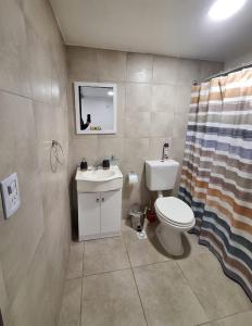 a bathroom with a toilet and a sink at BO Alquileres Temporarios in Ushuaia