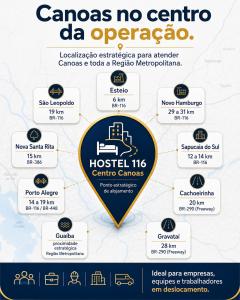 a map of the cambios no centre para argento sign at Hostel 116 Centro Canoas in Canoas