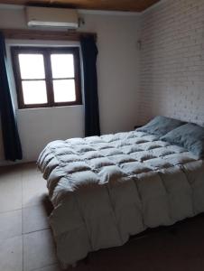 a large bed in a room with a window at Casa quinta Los Teros in Sánchez de Loria