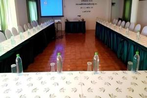 a conference room with a table with bottles on it at Bacchus Home Resort Pranburi in Ban Pak Nam Pran +54 photos