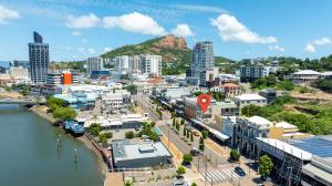 an aerial view of a city with a river at Flinders 2 bed apartment near the Strand in Townsville