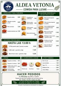 a menu for an alfa veronica pasta tavern at Aldea Vetonia Resort Familiar- PISCINAS-4 Zonas infantiles y deportivas 4 ACTIVIDADES AL DIA HASTA EL 8 DE SEPTIEMBRE CON MONITORES "SE ACEPTAN MASCOTAS DESDE EL 28 DE AGOSTO" in Hervás +86 photos
