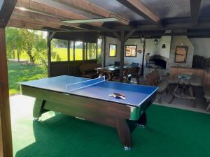 a pool table in the middle of a living room at PENZION BENEŠOV u BROUMOVA in Broumov