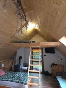 a room with a bunk bed and a ladder at Dolina Izerów in Sucha