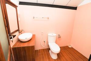 a bathroom with a toilet and a sink at Shena resort in Habarana +35 photos