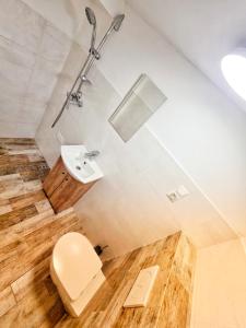 a bathroom with a toilet and a sink at Apartmán Lotta in Kežmarok +12 photos