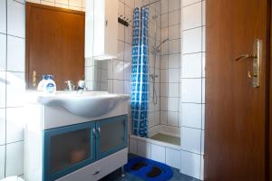 a bathroom with a sink and a shower at Vila Ribič in Železnička Stanica Žejinci +38 photos