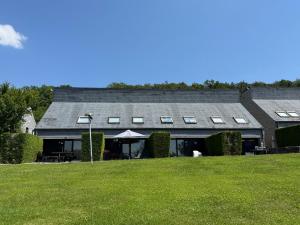 a large building with a green lawn in front of it at Cabane La Folie Douce in Hotton