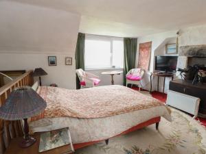 a bedroom with a large bed and a television at 4 Whiterow in Appin