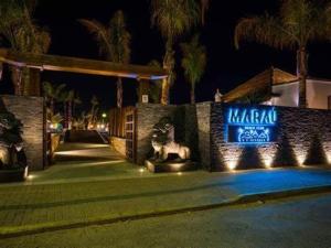 a cat statue sitting in front of a building at night at Vera dream Las Marinas LAGUNA BEACH in Vera