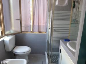 un bagno con WC, lavandino e doccia di TROPEA BIANCA a Tropea