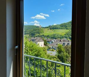 a view from a window of a village at Ferienhaus Burgblick am Hang in Bernkastel-Kues