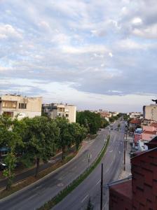 a view of a street in a city at Апартамент Skyline in Yambol