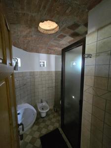 a bathroom with a sink and a toilet at Santo Re Olive Retreat in Petrizzi +6 photos