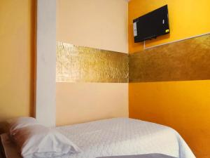 a bedroom with a bed and a tv on the wall at 1 BR Room 1 floor Cusco in Cusco