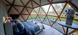 a room with a large window in a igloo at Dôme Diem luxe climatisé in Lesterps +10 photos