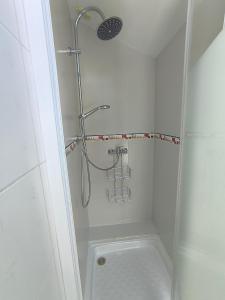 a bathroom with a shower with a toilet at Feutres et Formes in Bourg-de-Péage