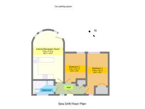 a floor plan of a room with a slit floor plan at Sea Drift in West Bay