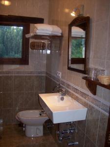 a bathroom with a sink and a toilet at Casa de Aldea Los Valles in La Llera