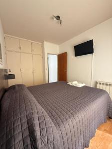 a bedroom with a large bed and a flat screen tv at Este Apart in Bahía Blanca +5 photos