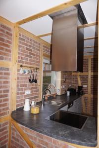 a kitchen with a sink and a counter top at Live your dream in Kirchberg