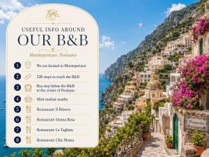 a sign for our bbq on the side of a mountain at B&B Mamma Rosa Positano in Positano +23 photos