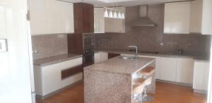 a kitchen with white cabinets and a sink and a counter at Holiday Home in Gevgelija