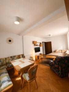 a living room with a couch and a table at Garden Oasis Apartment in Veles