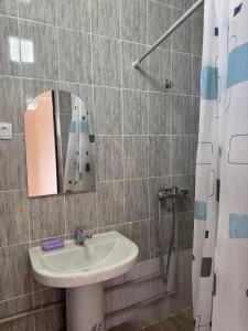a bathroom with a sink and a mirror at Бархат плюс in Tossor +16 photos
