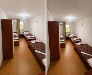 two pictures of a room with bunk beds in it at Guest House Kekusic in Međugorje +8 photos