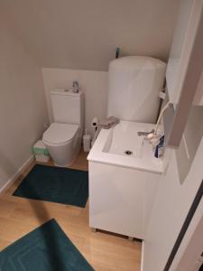 a bathroom with a white sink and a toilet at Studio confort in Saint-Omer