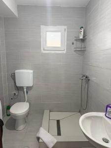 a bathroom with a toilet and a sink at Airport Studio apartman ravna gora in Mitrovići