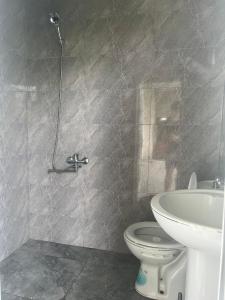 a bathroom with a toilet and a sink at GuestHouse Tekhura in Martvili