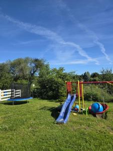 a group of playground equipment in the grass at Drewniak in Wisełka