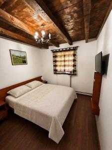 a bedroom with a large bed and a television at House Milovanovic in Soko Banja +89 photos