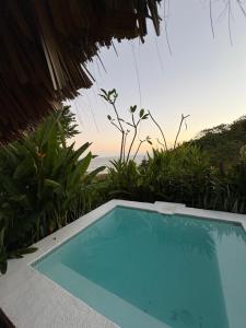 a swimming pool with a view of the ocean at Surf Lodge El Carrizal-Punta Mango in La Periquera