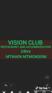a sign that says vision club restaurant and association sqor sqor sqor sqor sqor at Mtomo vision in Mtwapa