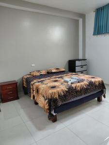 a bedroom with a bed and a dresser in a room at Casa Puka in Puerto Baquerizo Moreno