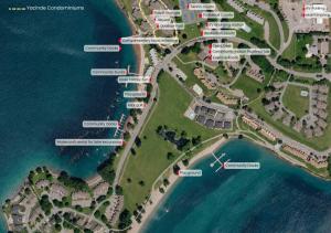 a map of a park next to the water at Designer Lakefront Condo C1 Wapato Point Chelan in Manson
